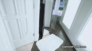 roommate's fat cock slammed in bathroom