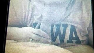 My BBW wife gives blowjob and gets cumshot at home.