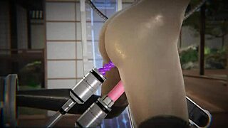 Jessie Rasberry rides sex machine in 3D