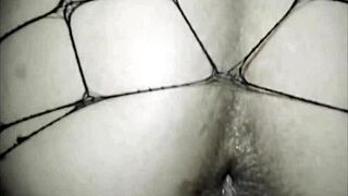 My wife in stockings and lingerie gets her ass fucked hard