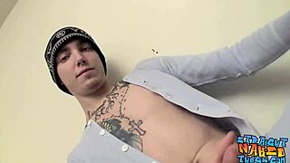 Naughty gay blinx spanks his hairy bum while masturbating