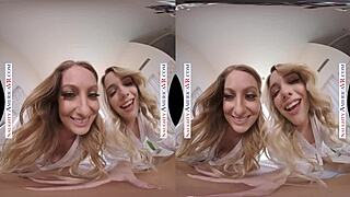 Kenna James And Veronica Weston Share VR Experience With Two Chicks At Once