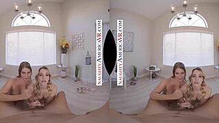 Kenna James And Veronica Weston Share VR Experience With Two Chicks At Once