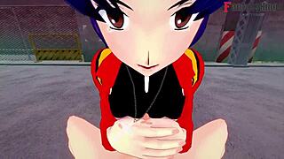 I enjoy Misato Katsuragi's blowjob and boobs in Evangelion