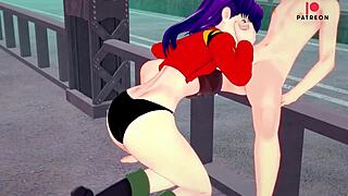 I enjoy Misato Katsuragi's blowjob and boobs in Evangelion