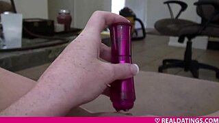 Teen experimenting with a dildo toy