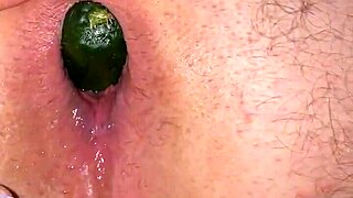 Can a 15” cucumber vanish in her extreme anal gaping session?
