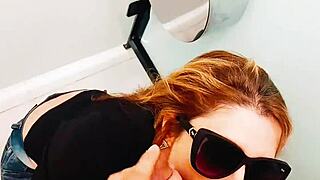 hot redhead invades men's bathroom to suck my cock
