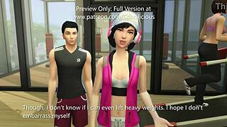 A horny girlfriend turns workout into sexercise with blowjob and cowgirl.