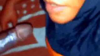 My large ebony shaft surprises but its handled excellently by a hijab clad girlfriend