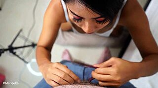 asian milf gets her first facial on camera