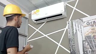 Lucky technician fucks vayoleth's big pussy