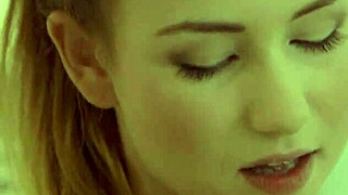 young brunette tastes orgasm with toys