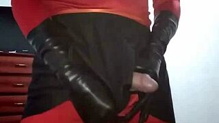 The horny amateur transvestite feels intense pleasure during homemade anal sex with crossdressing gay partner.