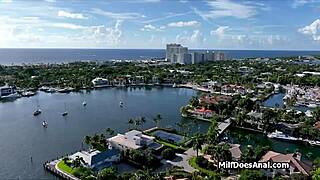 playing with deep throating milf's butt, her big tits bouncing during anal.