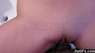 Grumpy Girlfriend Receives Cumshot In Bathroom After Hardcore Doggy Fucking