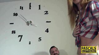 Is this tattooed submissive blonde milf throating?