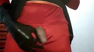 The horny amateur transvestite feels intense pleasure during homemade anal sex with crossdressing gay partner.