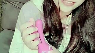 Cute bunny vibrator played lackadaisically by a playful teen