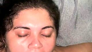 The sexy brunette reaches orgasm while taking cum in her mouth