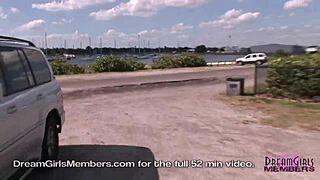 Petite Amber Flashing Shaved Pussy in Risky Public Upskirt