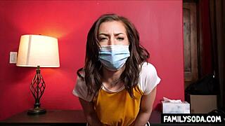 Stepbrother inspects stepsister's pussy for coronavirus taboo