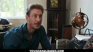 Curly Teen 18+ Ziggy Stars Teases Stepdad With Anal Plug In Her Bubbly Ass For Attention