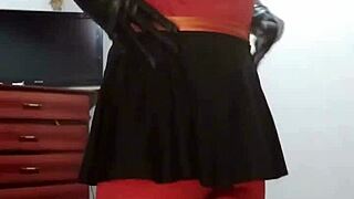 The horny amateur transvestite feels intense pleasure during homemade anal sex with crossdressing gay partner.