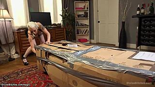 Busty Femdom Torments Bound Slave With Gagging And Deepthroat