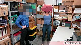 i caught this cute shoplifter and gave her a rough punish fuck after stripping