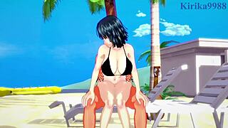 Tatsumaki And Fubuki Have Intense Sex With Old Man In Hentai