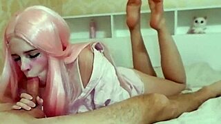 Princess bubblegum charms while sucking cock and swallowing cum