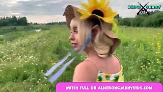 I walked with dolly while alicebong gave blowjob and masturbated pussy