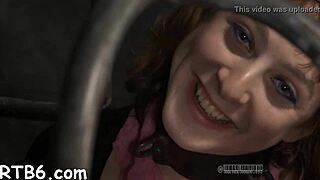 fucking machine dominates me in rough sadomasochism with bound oral action