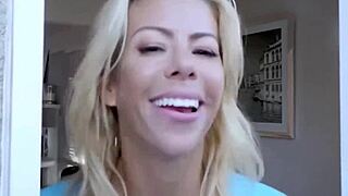 My blonde stepmom’s huge tits become my favorite playthings every day