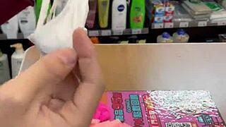Asian Ladyboy Shows Her New Thong In Convenience Store
