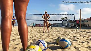 Do you see that big African ass on the beach volleyball court?