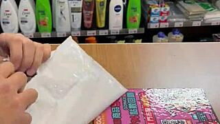 Asian Ladyboy Shows Her New Thong In Convenience Store