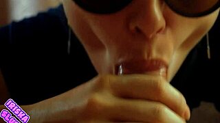 The Sweet Girl In Uniform Delivers Close-Up Blowjob, Sucking Cock Deepthroat For Cum