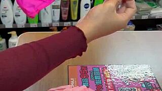 Asian Ladyboy Shows Her New Thong In Convenience Store