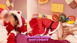 Amateur couple in christmas cosplay with dirty talk and creampie