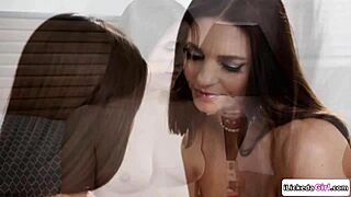 teen licks hairy stepmom's pussy while kissing and masturbating