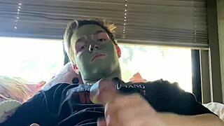 Fit guy strokes his cock while doing skin care routine - instagram joshuaaalewisss