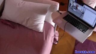 I tease myself in a threesome webcam group session