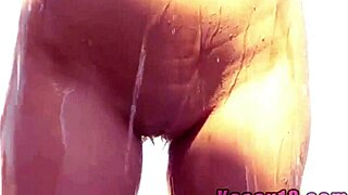 Kacey licks pussy outdoor in shower