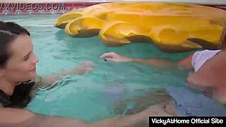 Blonde and brunette lick wet big pussies intensely