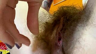 closeup trimming super long pussy hair revealing big clit