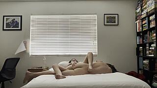 MILF wife enjoys rubbing, kissing, and creampie in missionary and reverse cowboy