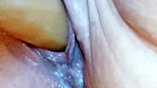 Creamy solo dildoing in wet bathtub pussy