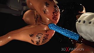 Horny Blonde Lesbian Slut in Restraints Gets Fucked by Strap-On